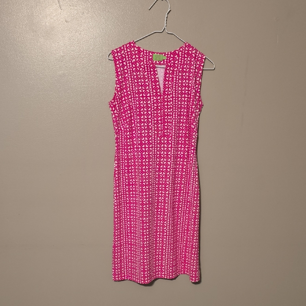 Katherine Way Women’s Size S Pink  Stretch Sleeveless Shift Dress‎ Resort